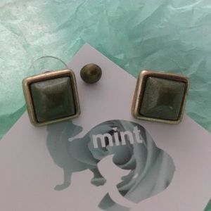 Mint Mongoose Green Square Stud Earrings